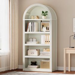 Arched Bookshelf, 68.5" Tall Bookcase 5 Tiers Arched Bookcase with Storage