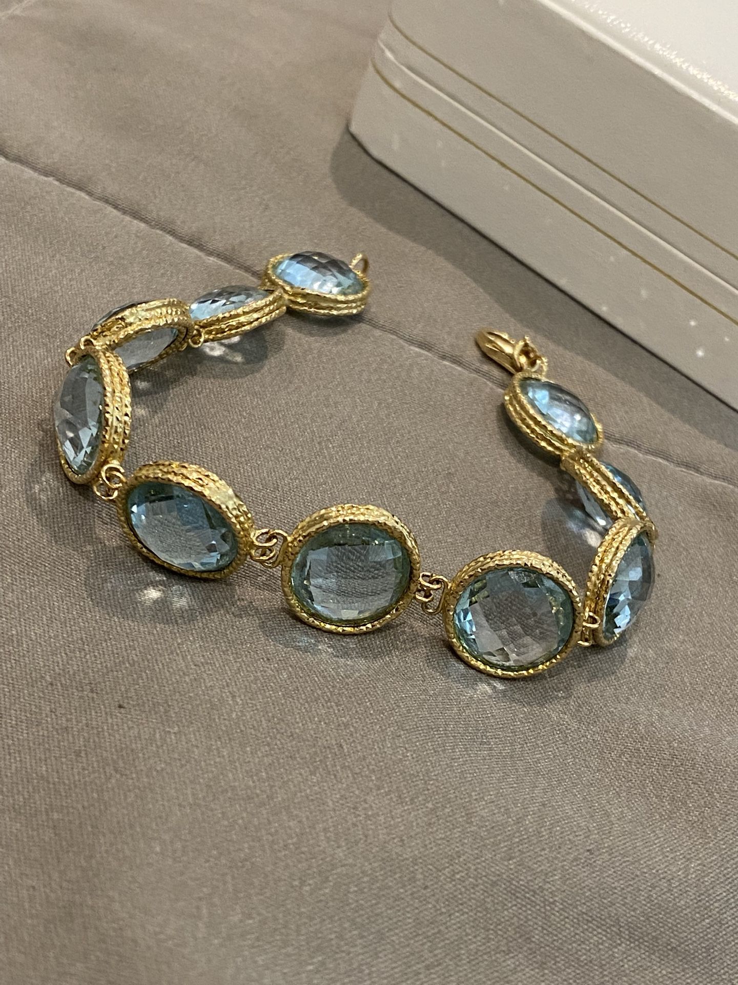 14K MILOR ITALY AQUAMARINE BRACELET