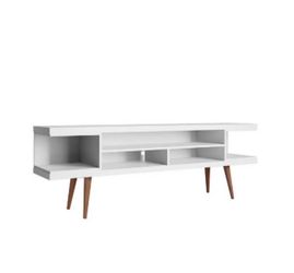 NEW 71” Mid-Century Modern TV Stand Console | White & Wood | Retail $650+