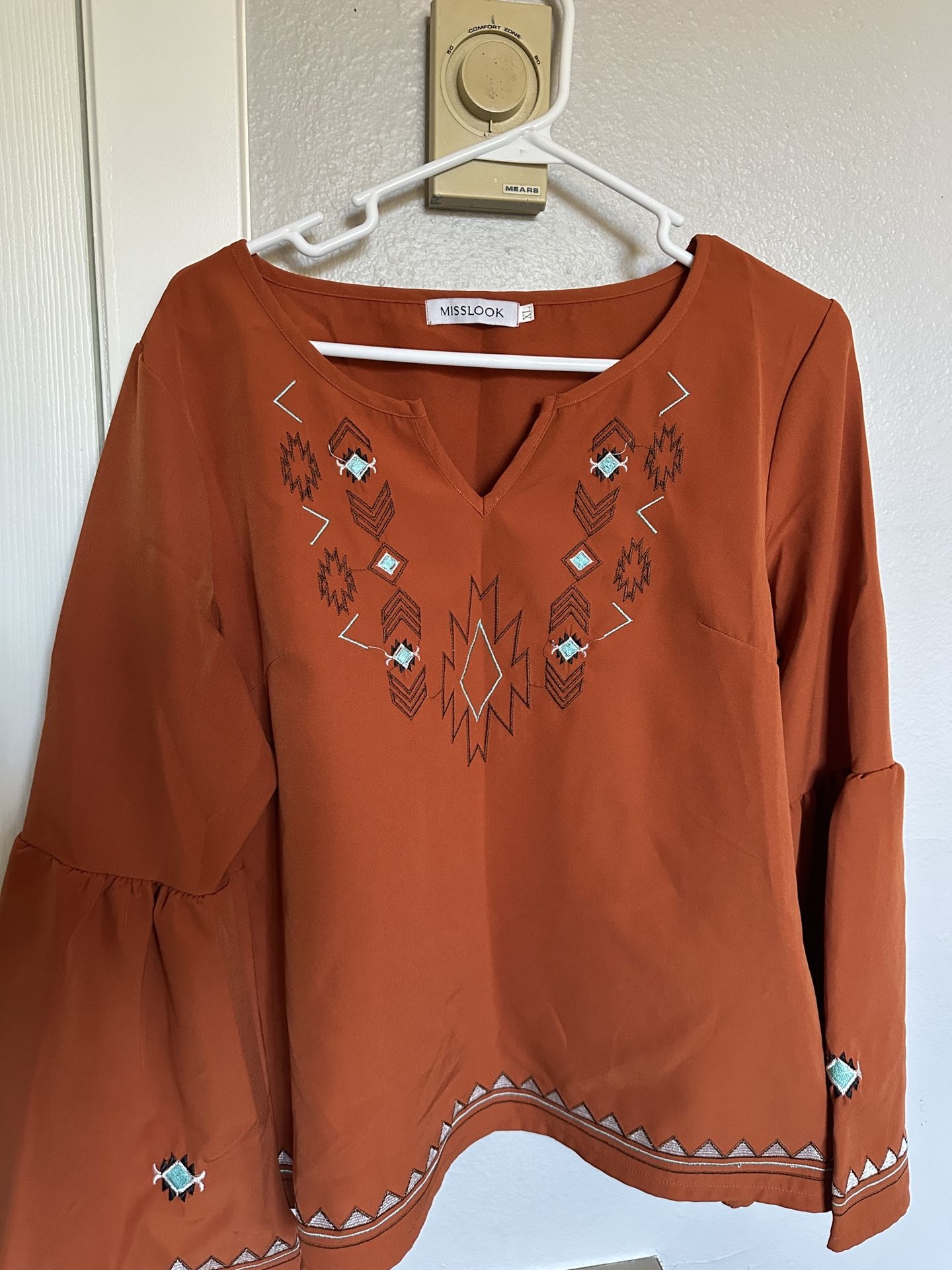 Orange/ Red Women’s Western Shirt -size XL