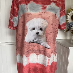 Tie Dye Puppy Print Short Sleeve Round Neck Tees