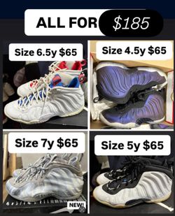 Nike foams size 4.5y 5y 6.5y 7y