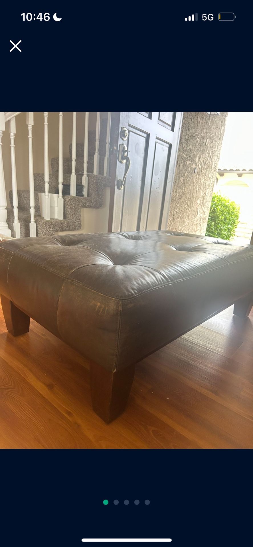 Pottery Barn Brown Leather Ottoman
