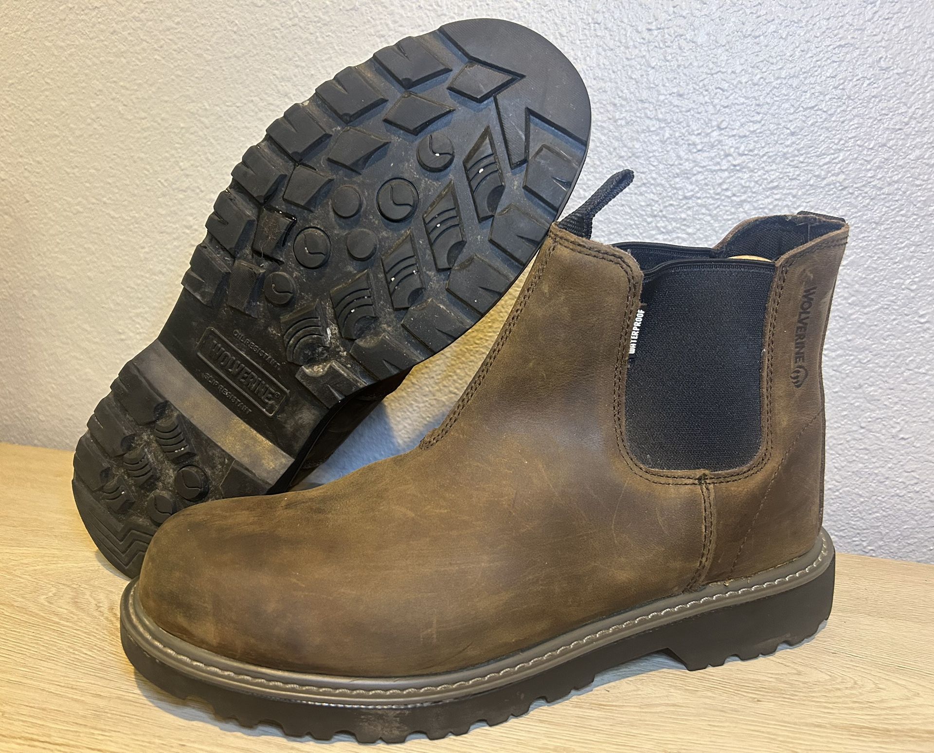 Mens Wolverine Floorhand Work Boots Waterproof Sz 10.5 Romeo Dark Brown Leather W221018 EUC