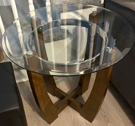Wood/Silver/Glass End Table