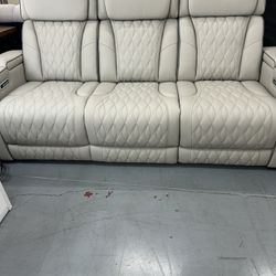 Top Grain Leather Power Reclining Sofa Sets With Massage, Same Day Delivery 