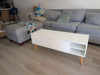 White Coffee Table with Storage and Shelves