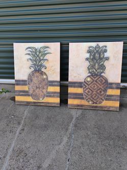 Norman Wyatt Regal Pineapple Art on Canvas 31"