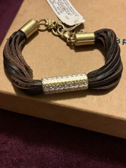Lucky Brand Leather And Silver Bracelet
