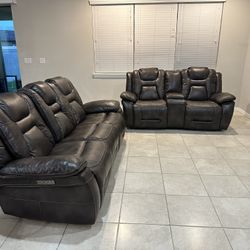 Leather Reclining Sofa 