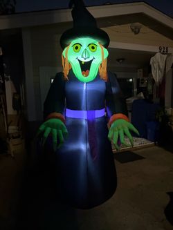6 FT Halloween Inflatable Witch with Built-In LED Lights