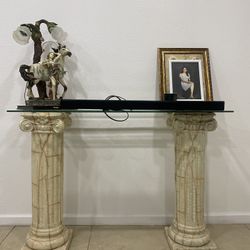 Roman Greek Pillars With Glass Top 