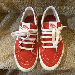 Red Vans / Suede. Size 8.5 MEN. 10 WOMEN