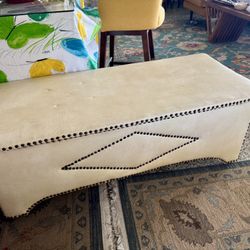 Vtg Vinyl Covered Wood Storage Bench