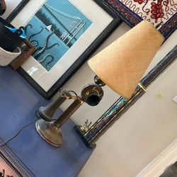 Vintage Brass Candlestick Phone Lamp