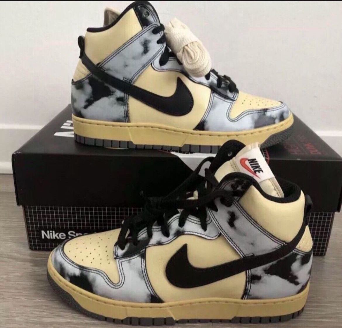 NIKE DUNK HIGH 1985 SP BLACK ACID WASH LEMON BLACK GOLD Sz  7.5