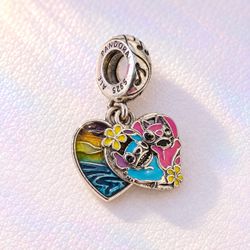 Pandora Disney Parks Stitch & Angel Ohana Double Dangle Charm