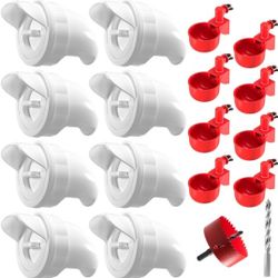 Chicken Feeder No Waste Automatic Poultry Feeder Ports Chicken Feeders and Waterer Set Chicken Feeder Kit 8 Chicken Water Cups with 8 auto Chicken Fee
