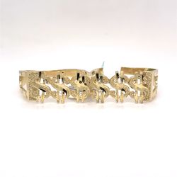 10Kt Yellow Gold Double Money Sign Ring 4.08g Size 8/9 215668