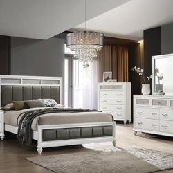New 4 Piece Queen Bedroom Set Queen Bed Frame Dresser Mirror And Nightstand All Solid Wood With Large Dresser On Sale Now Don't Miss