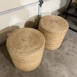 Pier 1 Braided Ottoman Poufs (Set of 2)