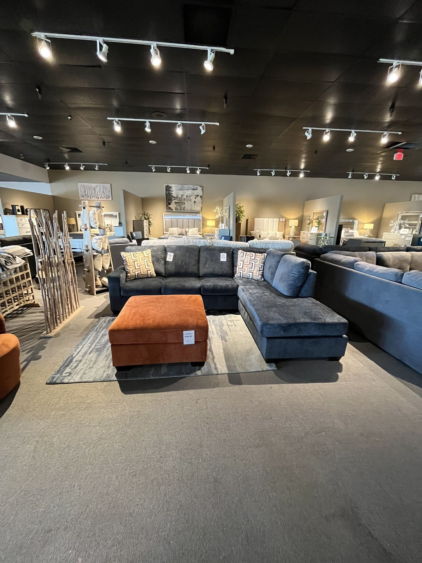 Blue 2pc Chaise Sectional Couch