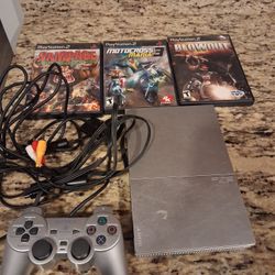 PlayStation 2 Satin Silver SCPH-90000 SS ps2 sony game Console + Games
