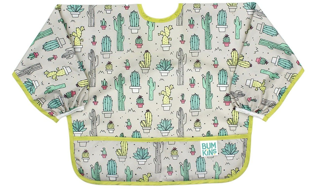 Bumkins Sleeved Bib - Cacti: 6-24 Months