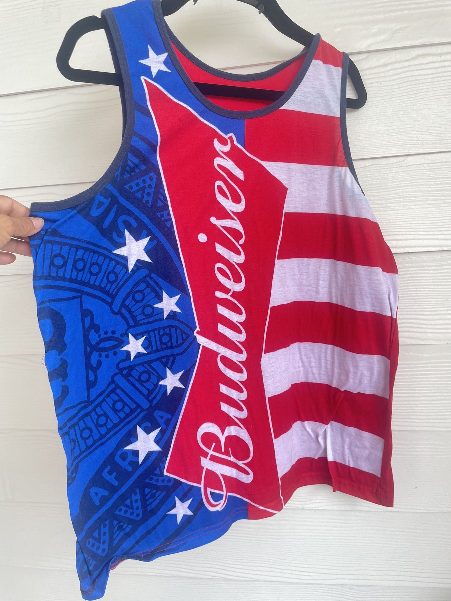 Fourth Of July, Men’s Tank Top Budweiser Anheuser Bush red, white, and blue