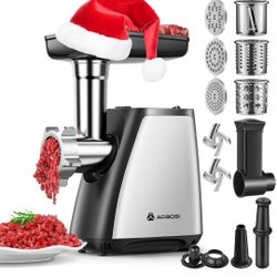 AAOBOSI Meat Grinder, 4-In-1 Meat Grinder Electric [2800W Max] with 3 Slice, Shred Blades,2 Blades,3 Plates,Sausage Stuffer,Kubbe Kit, for Home Kitche