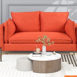Orange Linen Sofa-3 Seater