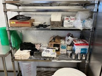 Café Smallwares Lot – Hotel Pans, Bowls, Cups, Straws, Trays