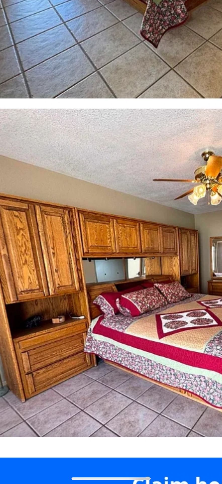 Big Bed And Dresser Mirror 