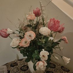 Large fake flowers with vase