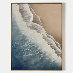 Blue Marine & Beige Shores Textures Artwork 24×36