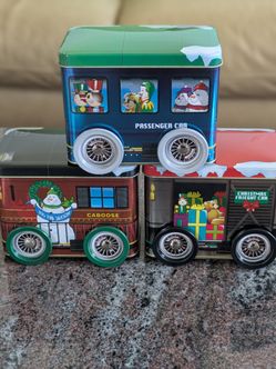 Tin Box Co Trolly Toy Car Christmas ,Box Decor Cookie/Candy Container ( each $10