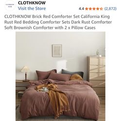 CLOTHKNOW Cal. King Brick Red Comforter Set