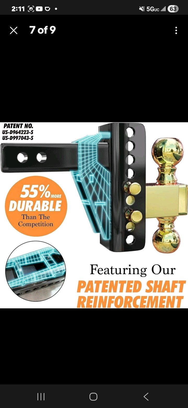 PS AUTO ADJUSTABLE TRAILER HITCH BALL MOUNT 20000 LBS. MAXIMUN TOWING CAPACITY