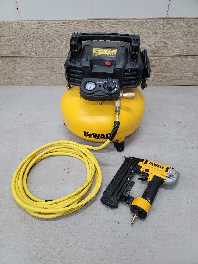 DeWalt pancake air compressor with brad nailer compresor de aire con clavadora 