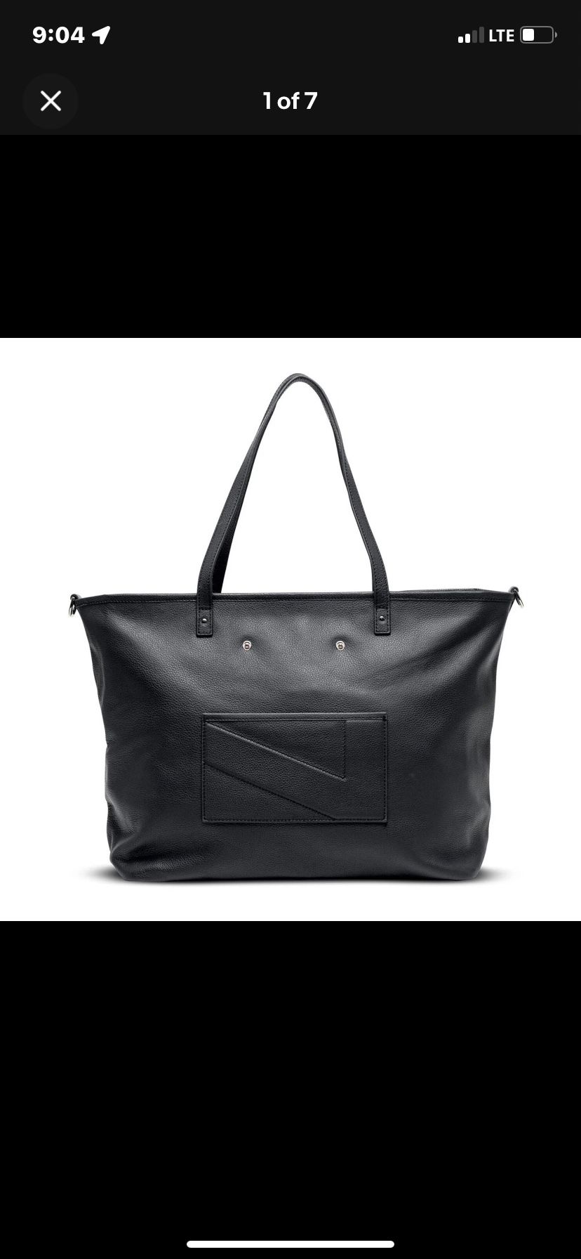 Best Of Seven The Carryall Tote Pebbled Leather Tote Bag Zip Top NWT