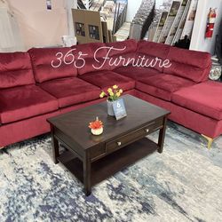 $600 NEW RED VELVET SECTIONAL