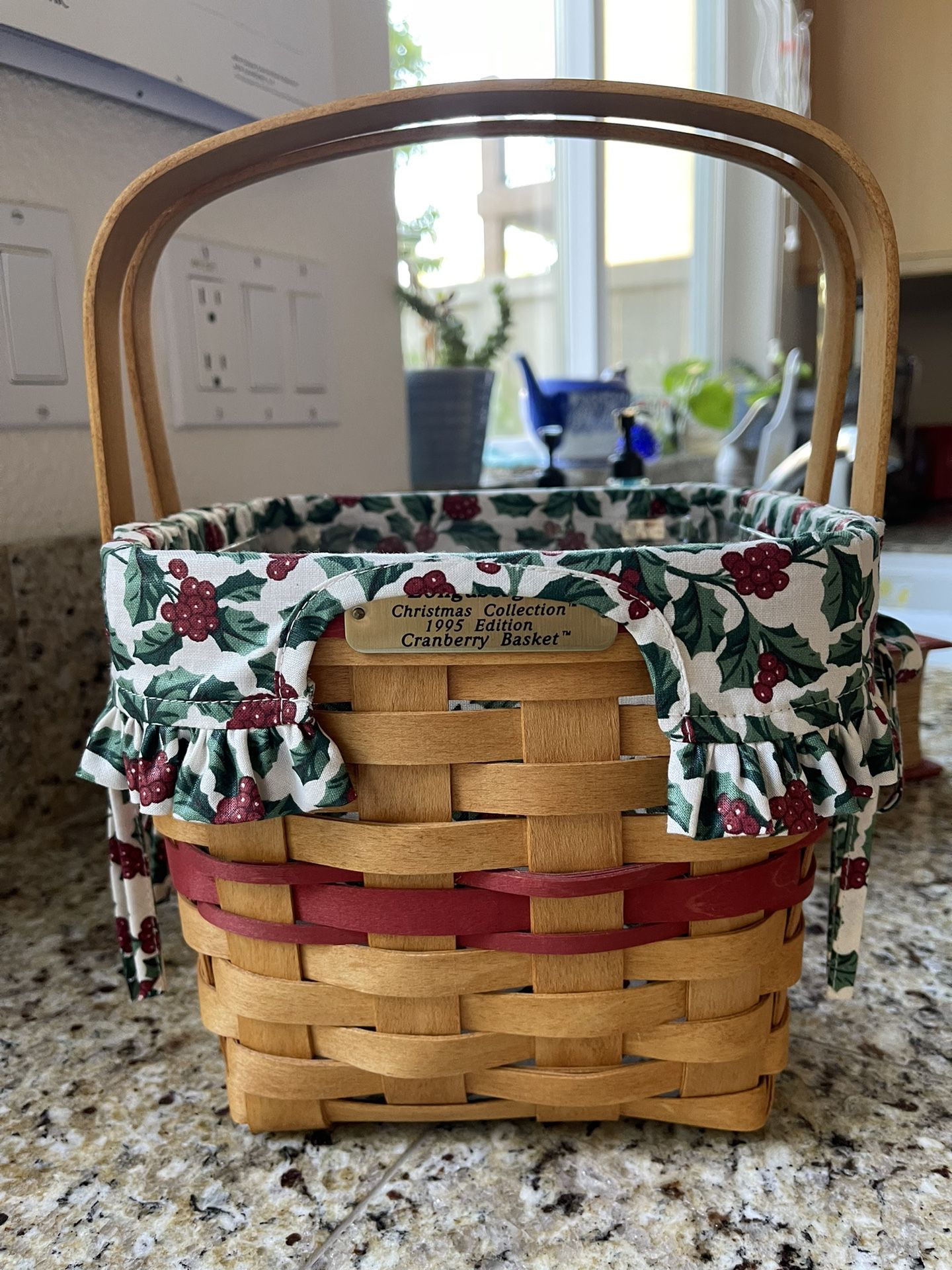 Vintage Pre owned Longaberger Cranberry Collection Basket Liner And Protector 