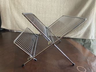 Metallic Folding Dish Rack In Silver