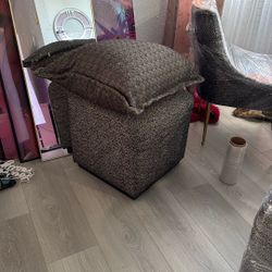 Four Dining Room Chairs, Two Ottomans And Matching Two Pillows