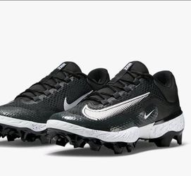 Men's Nike Alpha Huarache 4 Elite Low Black White Molded Baseball Cleats Sz 9.5 ⚾️