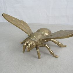 Bee Fluttering Cast Metal Statue Gold Tone Finish 7 1/2" Length
