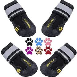 Brand QUMY Dog Boots Waterproof Shoes for Dogs with Reflective Strips Rugged Anti-Slip Sole 4PCS/Set

