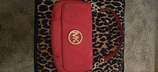Set of 3 Michael Kors Fulton Leather Small Chain Shoulder Flap Bags. Citrus Yellow , Chili Red and Green.