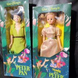 Vintage New In Box Disney Peter Pan And Wendy Darling Dolls