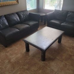 Completely Living Room Set, Leather Sofa, Loveseat, Coffee Table And End Table